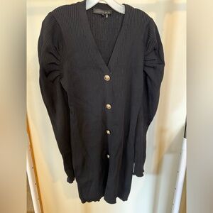 Endless Rose Black Ribbed Button-Front Blazer Cardigan